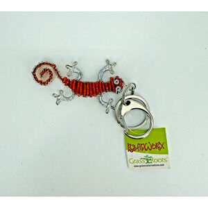 Disney Animal Kingdom Beadworx GrassRoots Keyring - Orange Gecko (Lizard), NEW